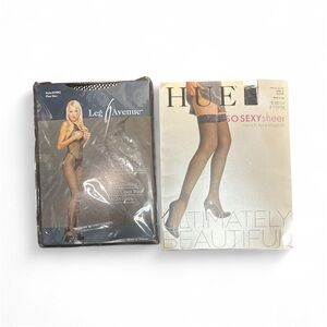 Black Seamless Fishnet Bodystocking and vintage thigh highs- plus size